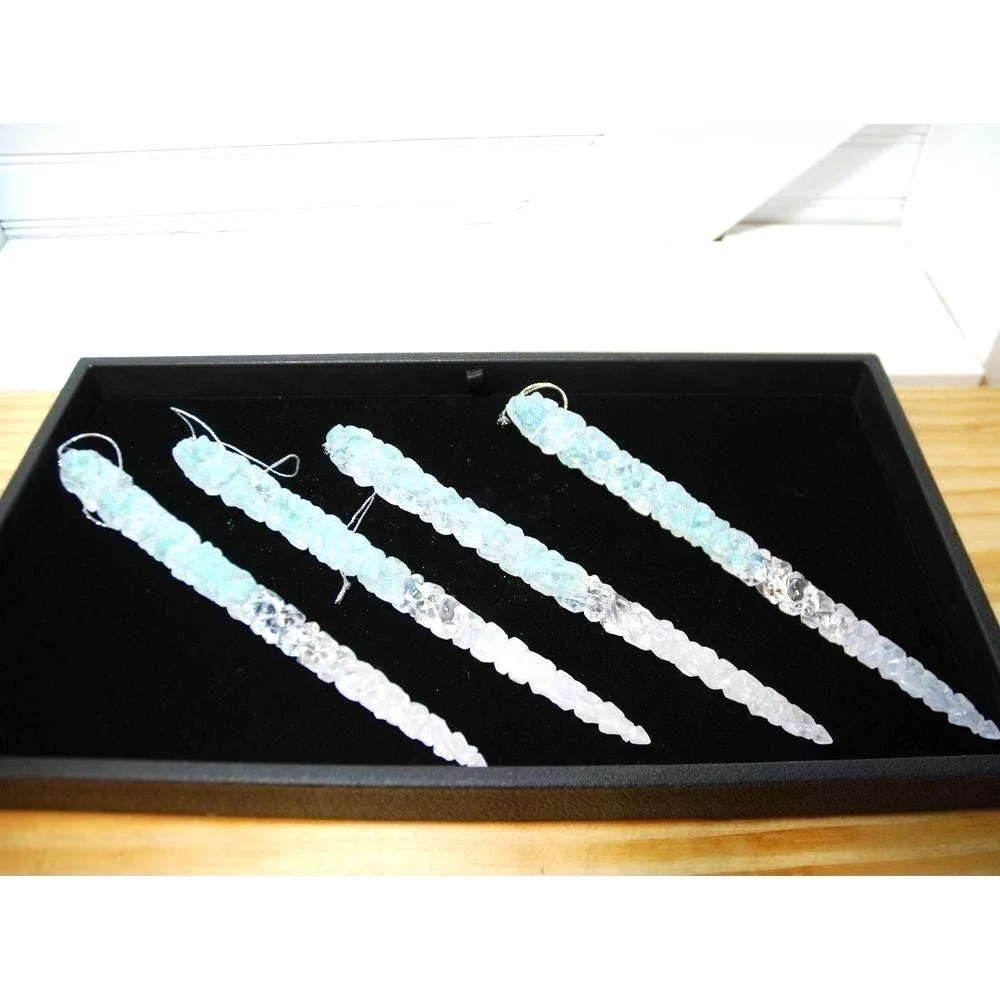 Vintage Icicle ornaments Christmas‎ Holiday decor Glitter Lucite 70s